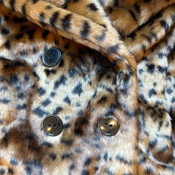 Ann Taylor LOFT Faux Fur Leopard Cropped Jacket – Double Breasted – Size S - Picture 4 of 8